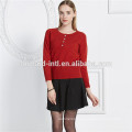 woman style button open round neck pure cashmere knitwear jumper